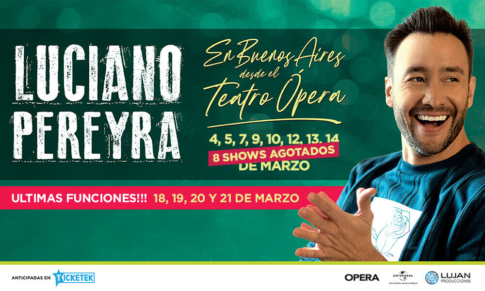 Luciano Pereyra en Buenos Aires desde el Teatro Ópera ¡ÉXITO DE VENTA!